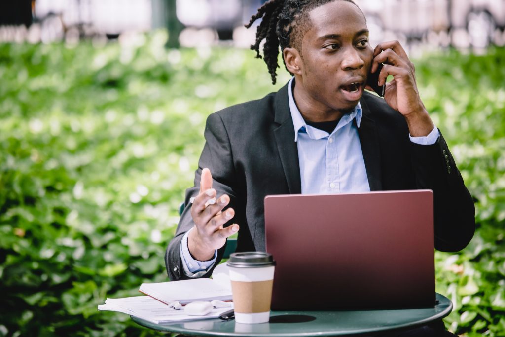 A man talking on the phone