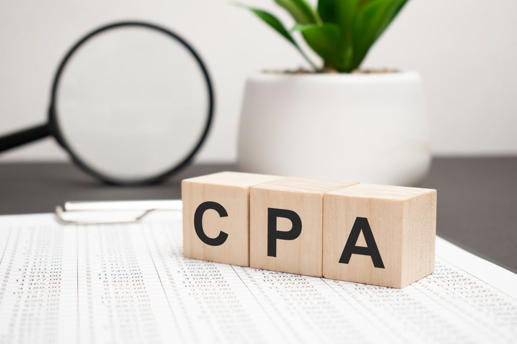 Wooden blocks spelling out CPA